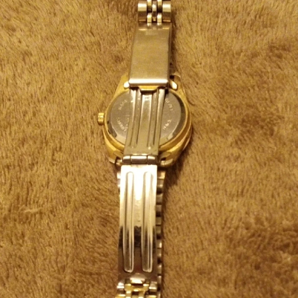 Gruen Women's Gold and Silver Watch with Red Details
